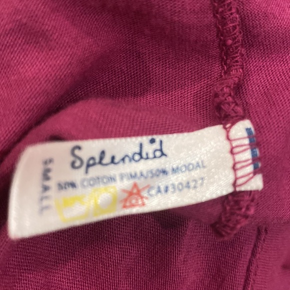 SPLENDID VERY SOFT LOW SCOOP NECK LONG SLEEVE T SHIRT DEEP PINK/ RASPBERRY - Picture 10 of 10